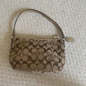 Coach Tan and Brown Signature Shoulder Bag